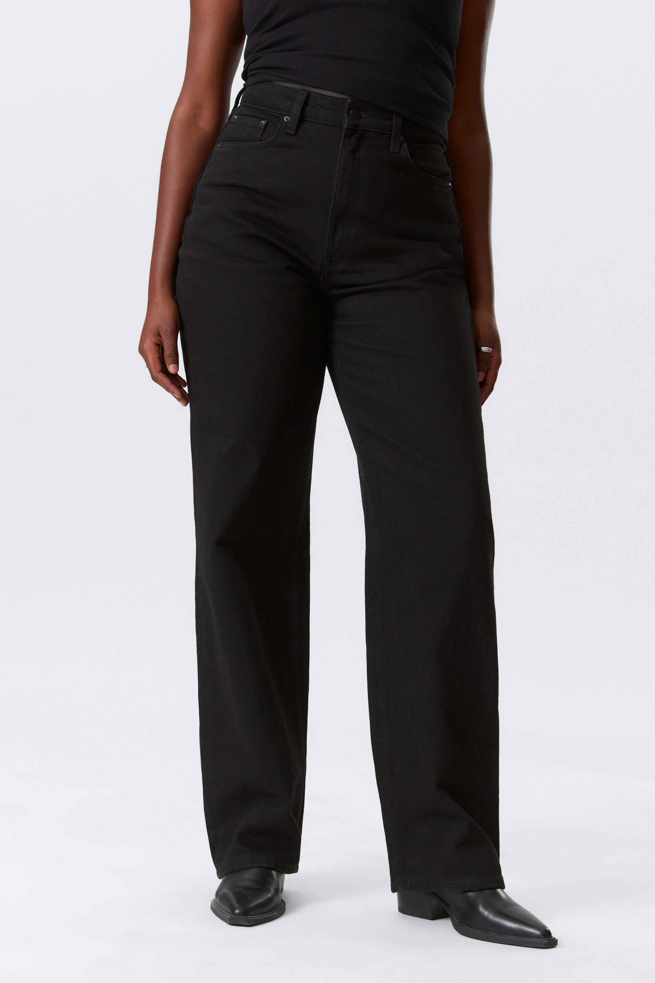 Black Rinse - Black - Halo Curve High Waisted Regular Wide Jeans - 1