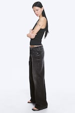 Washed Black - Imoo Low Rise Loose Wide Jeans - 2