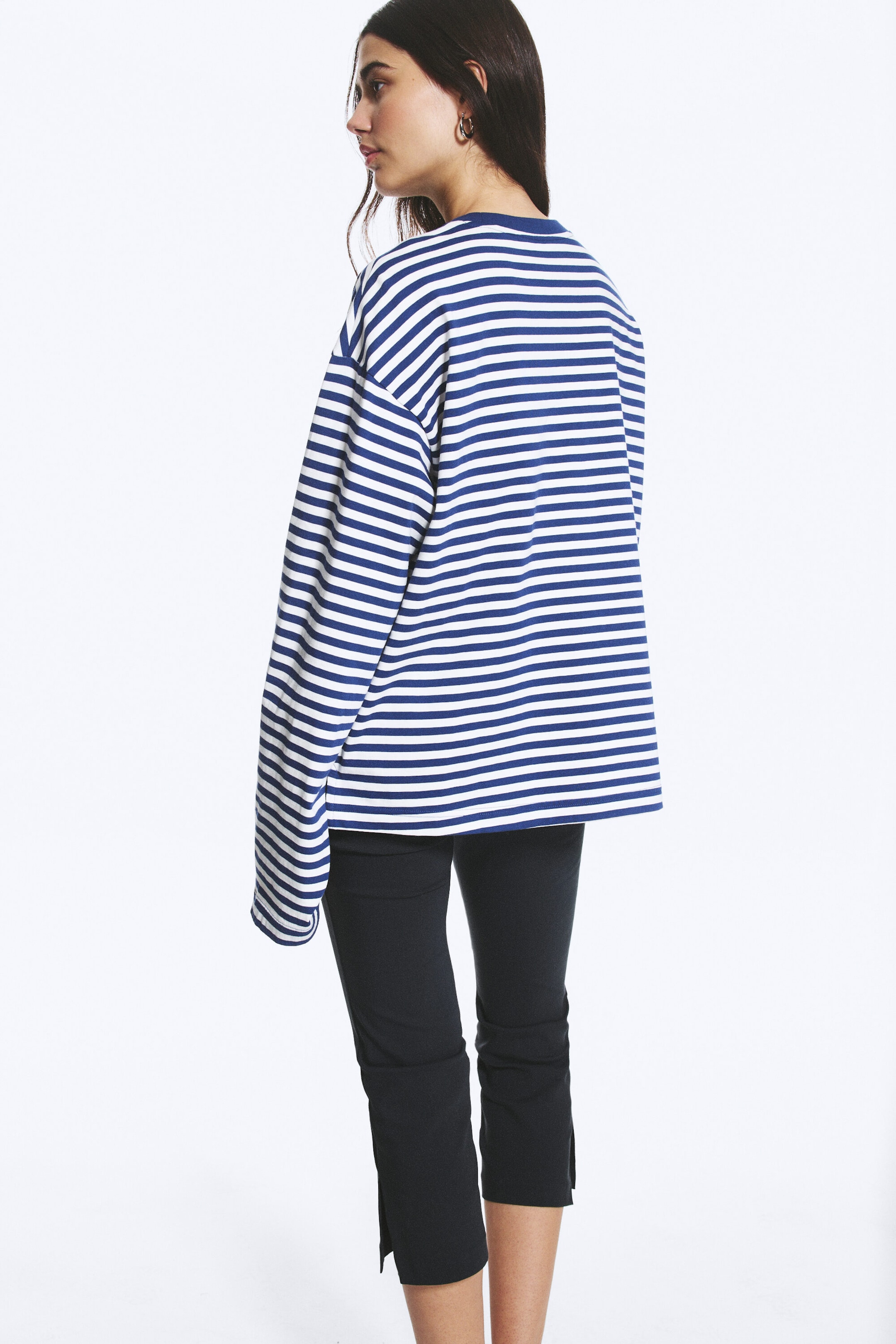 Gestreift in Weiß/Dunkelblau - Longsleeve-Shirt aus Baumwolle - 3