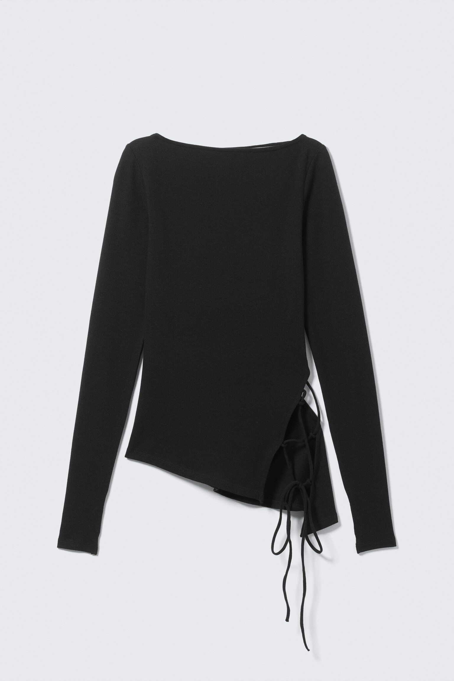 Top asimétrico de manga larga con espalda cruzada - Negro/Gris claro - 5