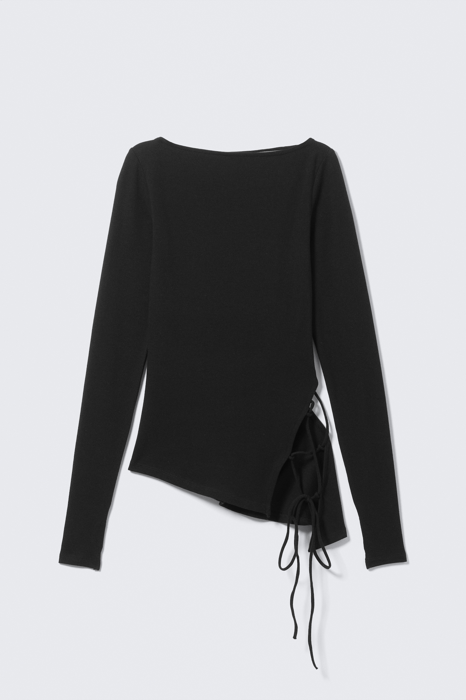 Top a maniche lunghe asimmetrico incrociato - Nero/Grigio chiaro - 4