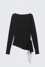 Noir - Top asymétrique à manches longues - 0