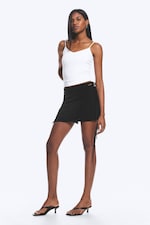 Black - Strappy Mini Wrap Skirt - 0