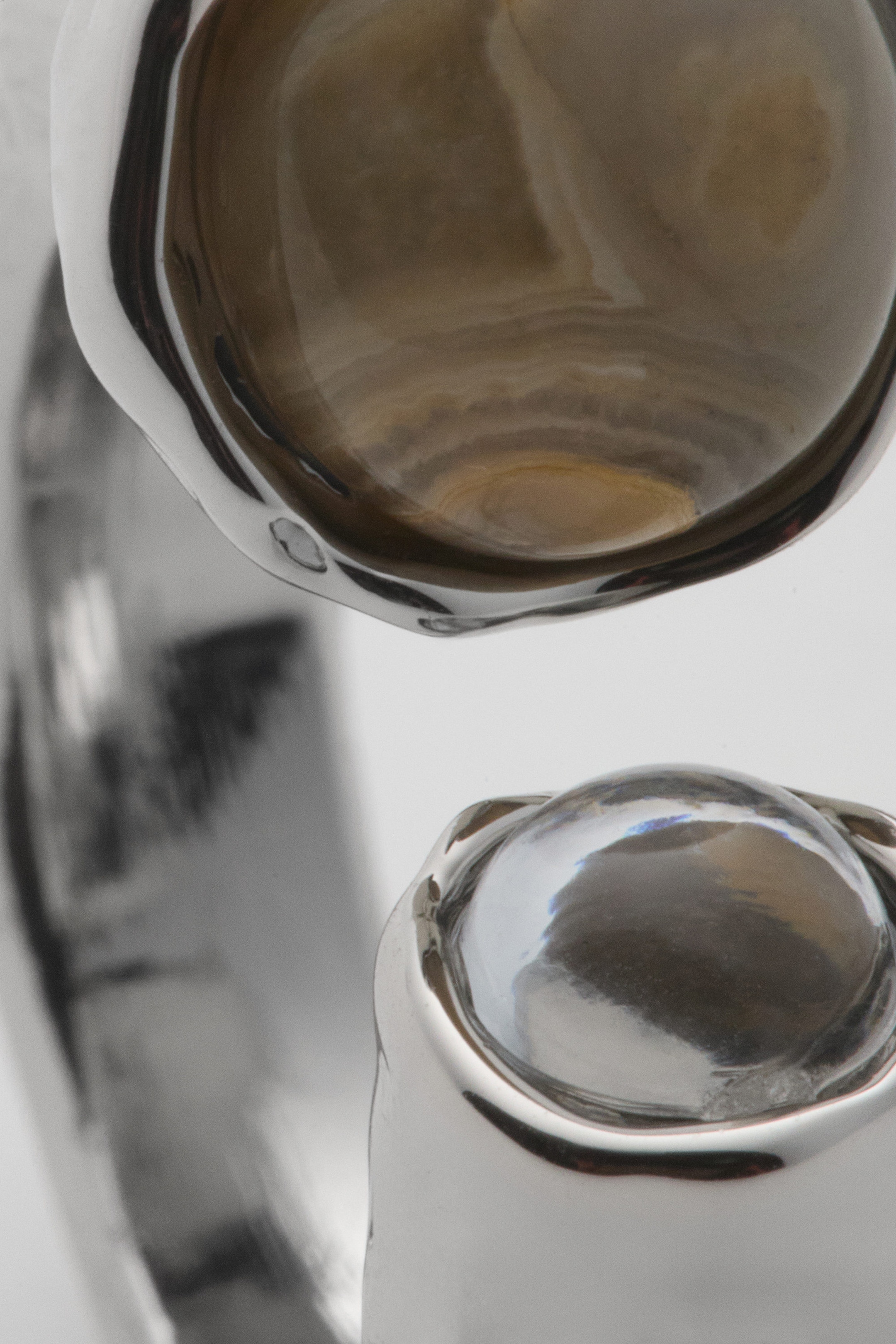 Silver - Open Organic Stone Ring - 2