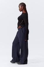 Dark Blue - Loose Long Heavyweight Sweatpants - 2