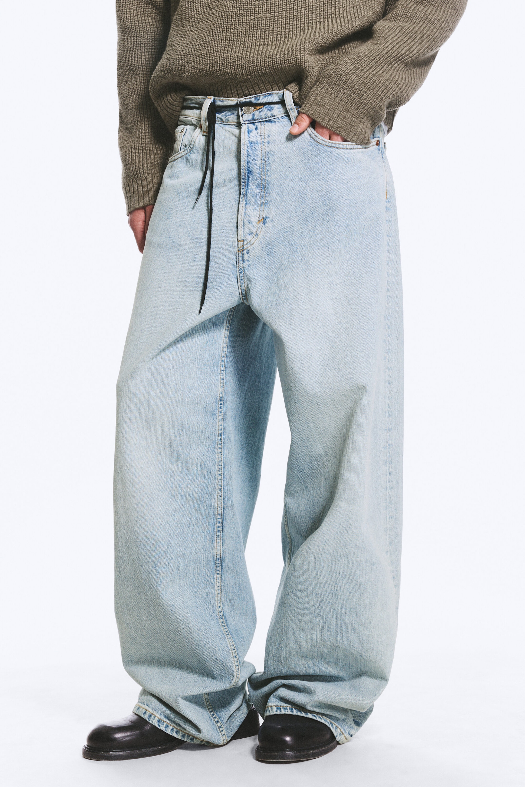 Dream Blue - Light Blue - Astro Mid Rise Loose Baggy Unisex Jeans - 2