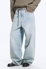 Dream Blue - Light Blue - Astro Mid Rise Loose Baggy Unisex Jeans - 1