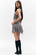 Grå - Strass - Asymmetrisk minikjol med strass - 3