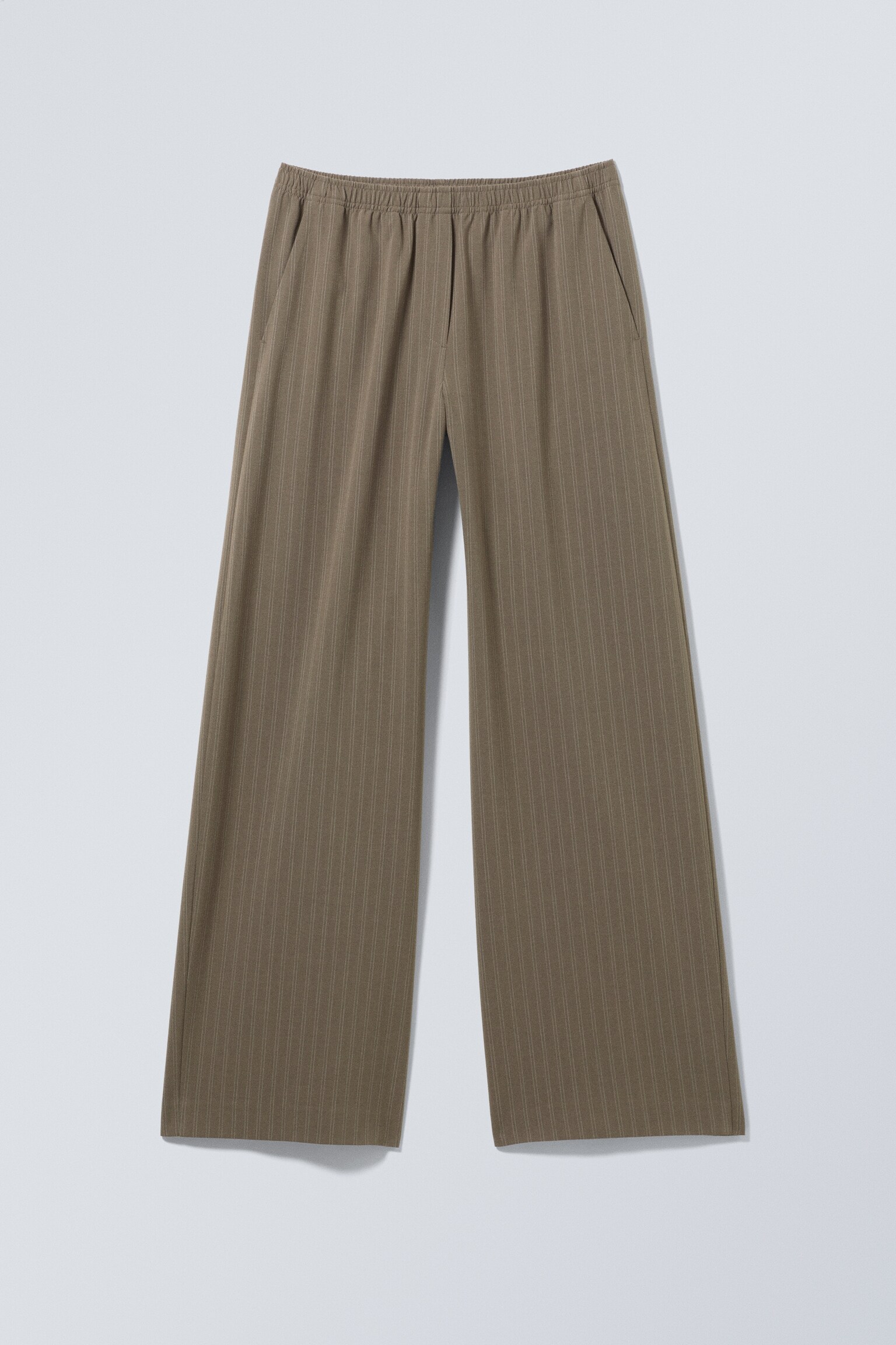 Wide Pull On Suiting Trousers - Dark Mole - Stripe/Black - 1