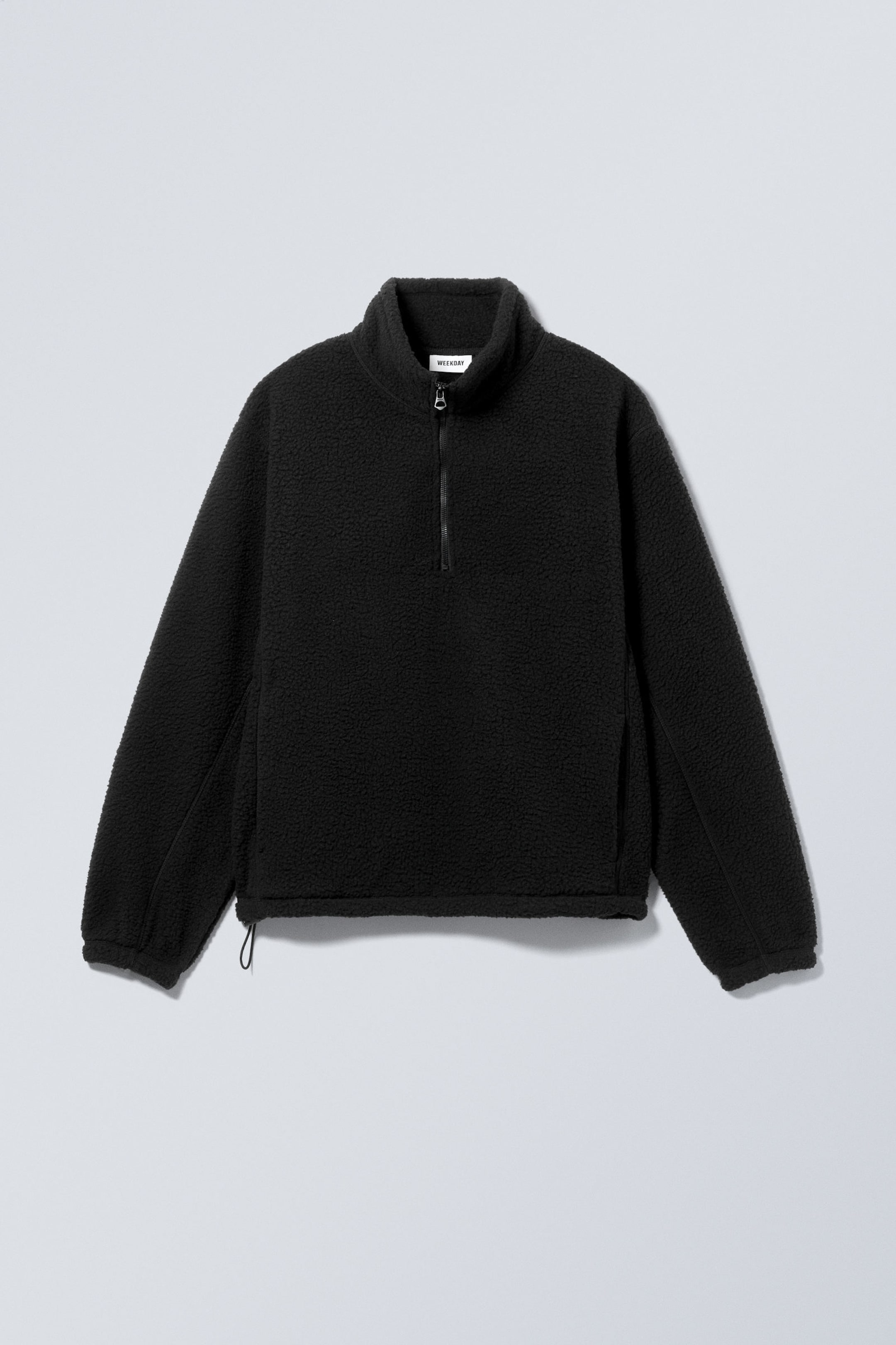 Schwarz - Fleece-Pullover mit Half-Zip - 0