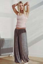 Grey Melange - Soft Mid-Rise Balloon Trousers - 0