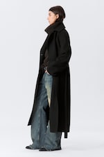 Schwarz - Kia Zweireihiger Oversize-Mantel aus Wollmischung - 3