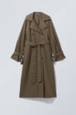 Dunkles Graubraun - Doppelreihiger Trenchcoat in Oversized-Fit - 5