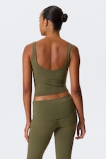 Dark Khaki Green - Cropped Sports Top - 3