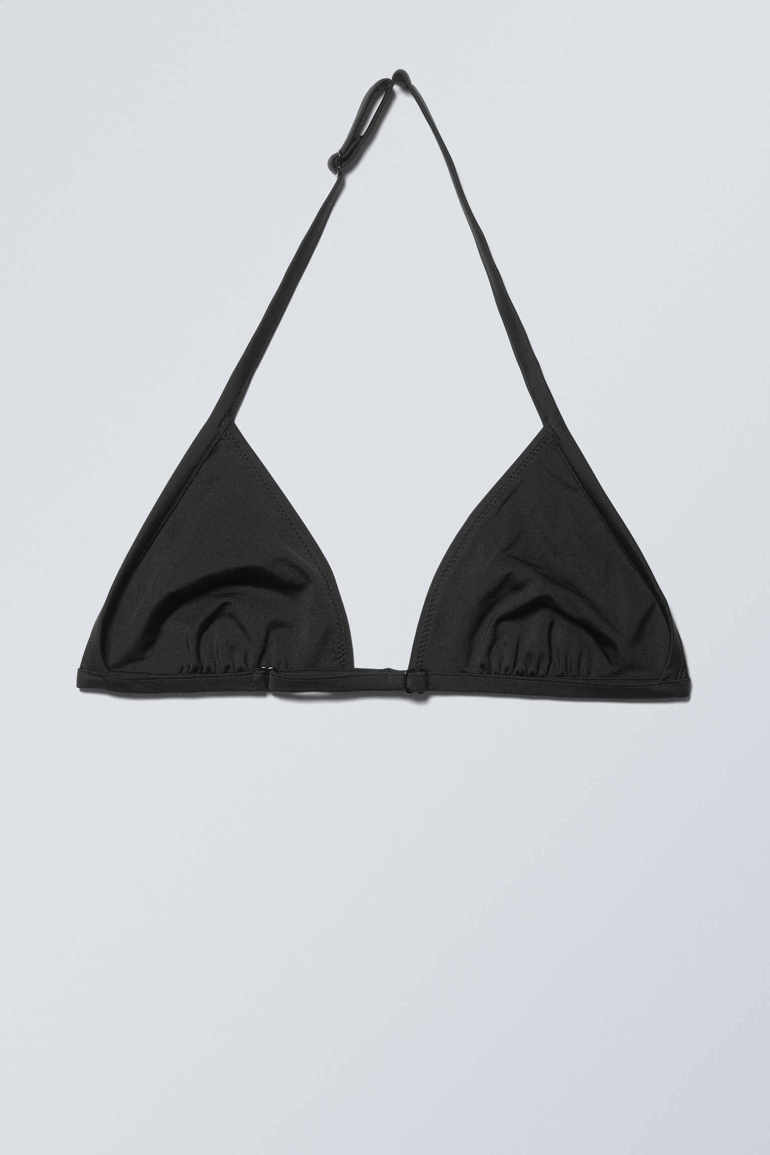 Top de bikini triangular con cuello halter - Negro/Marrón oscuro