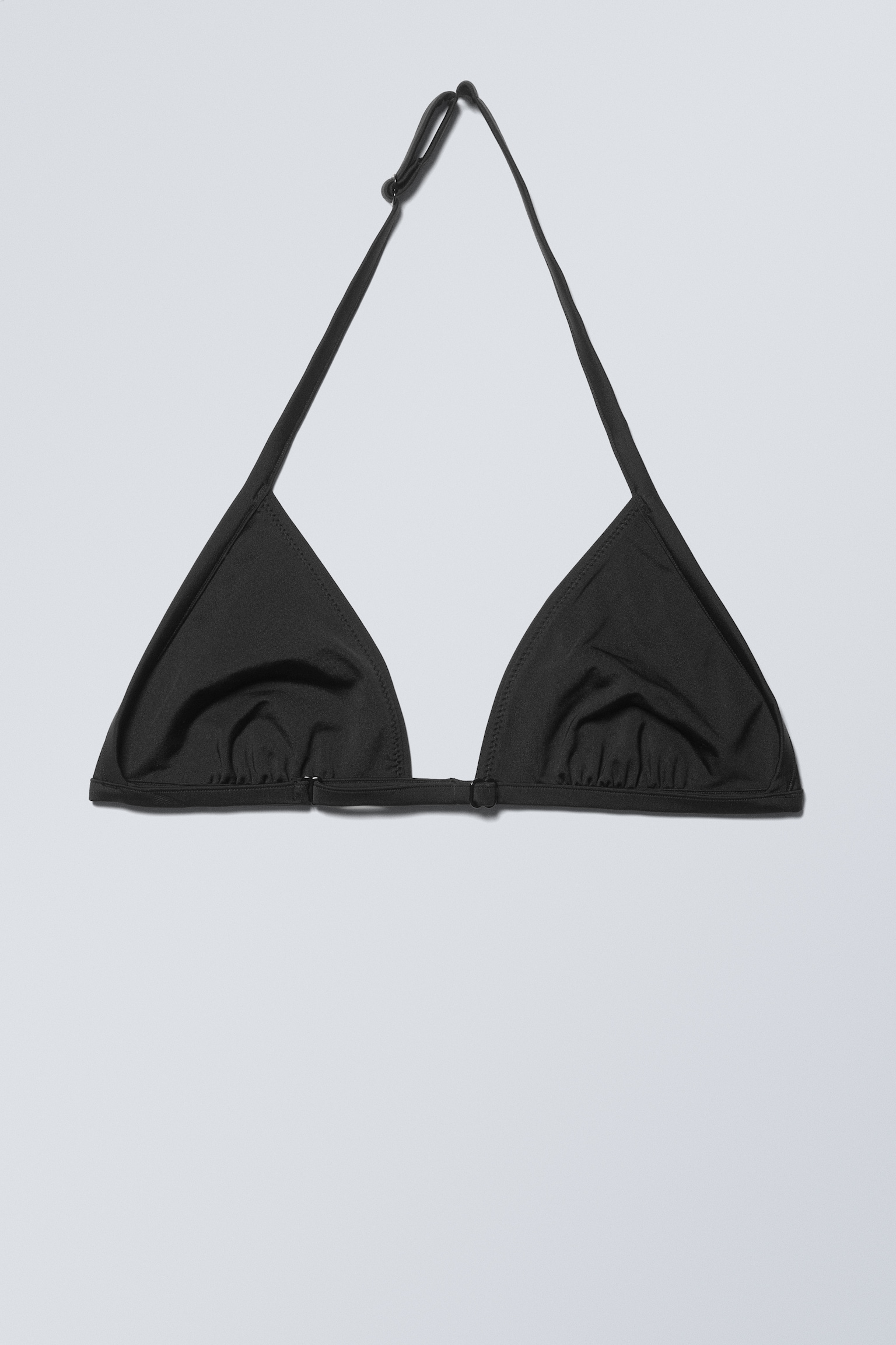 Halter Scoop Neck Triangle Bikini Top - Black