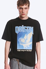 Schwarz - Vögel - Entspanntes T-Shirt mit Grafikdruck - 0