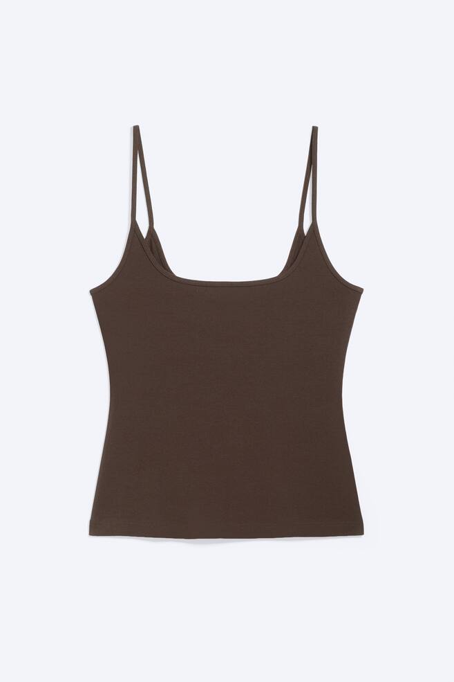 Slim Strap Tank Top - Dark Brown/Pink/Brown Stripe/White/Grey Melange/Black - 1