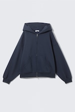 Marineblauw - Oversized hoodie van zware kwaliteit met rits - 0