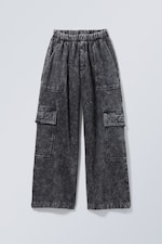 Verwaschenes Schwarz - Extra verwaschene Cargo-Sweathose - 0