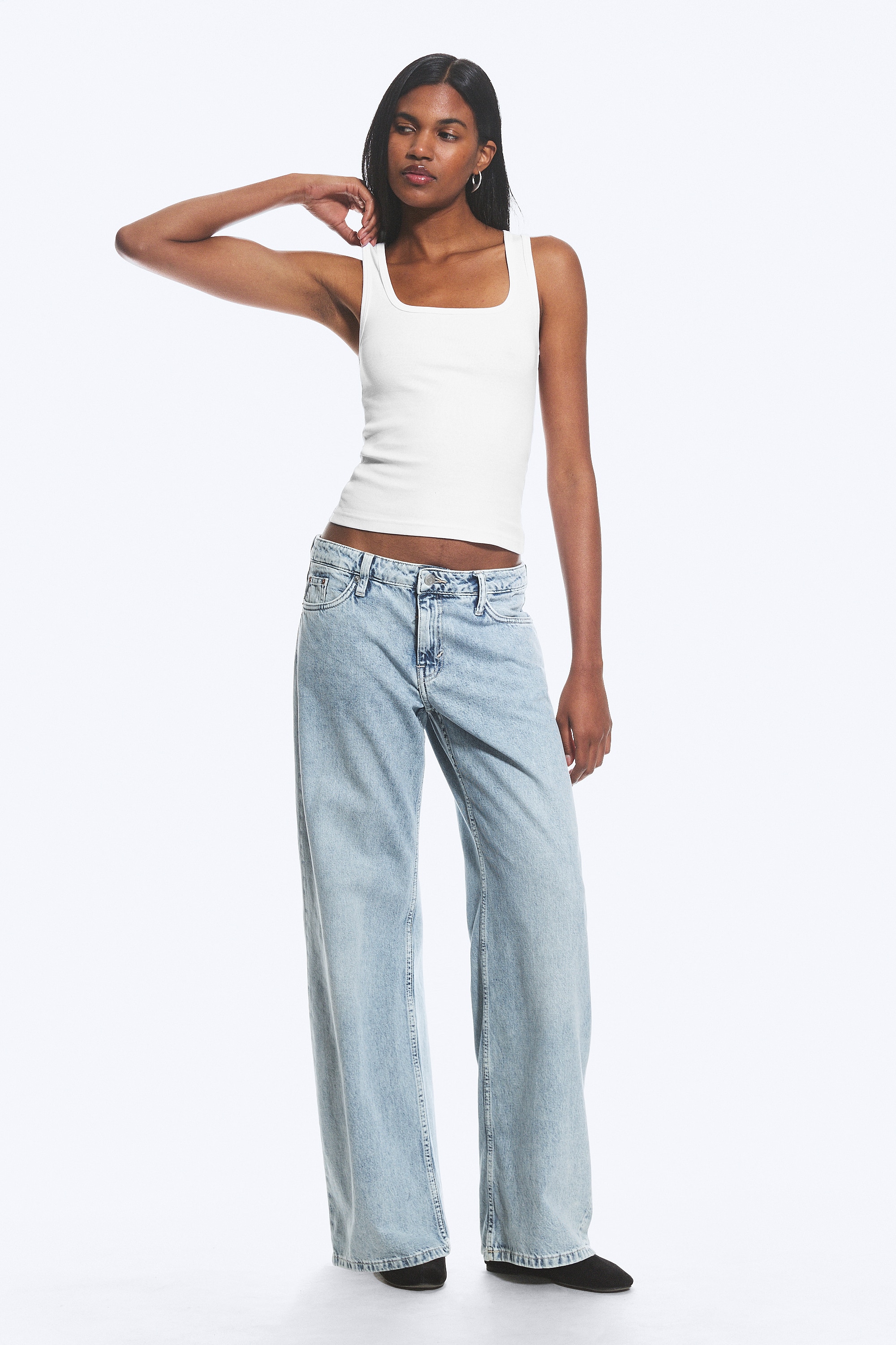 Imoo lavtaljede loose jeans med vide ben