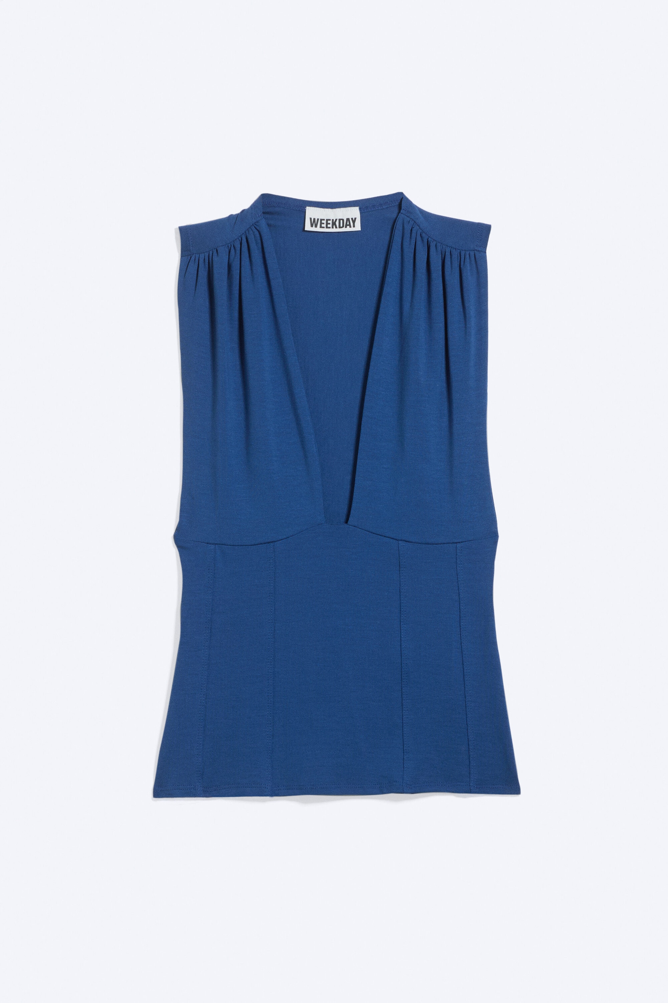 Leuchtendes Blau - Korsett-Top aus Lyocell mit V-Ausschnitt - 1