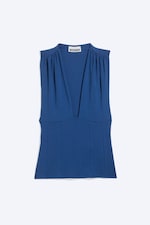 Leuchtendes Blau - Korsett-Top aus Lyocell mit V-Ausschnitt - 0