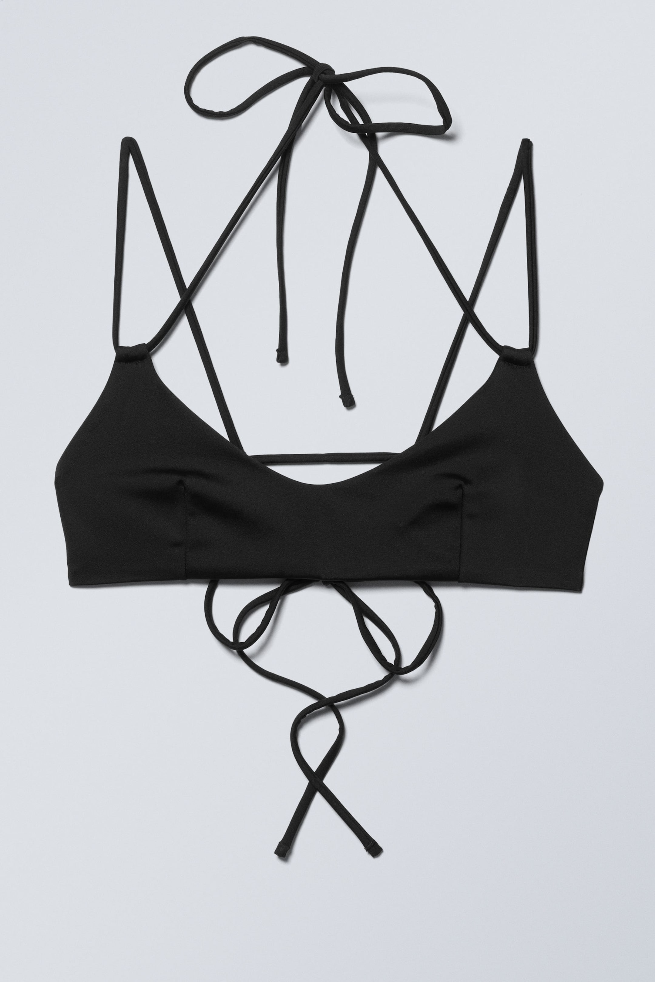 Black - Strappy Tie-Back Bikini Top - 3