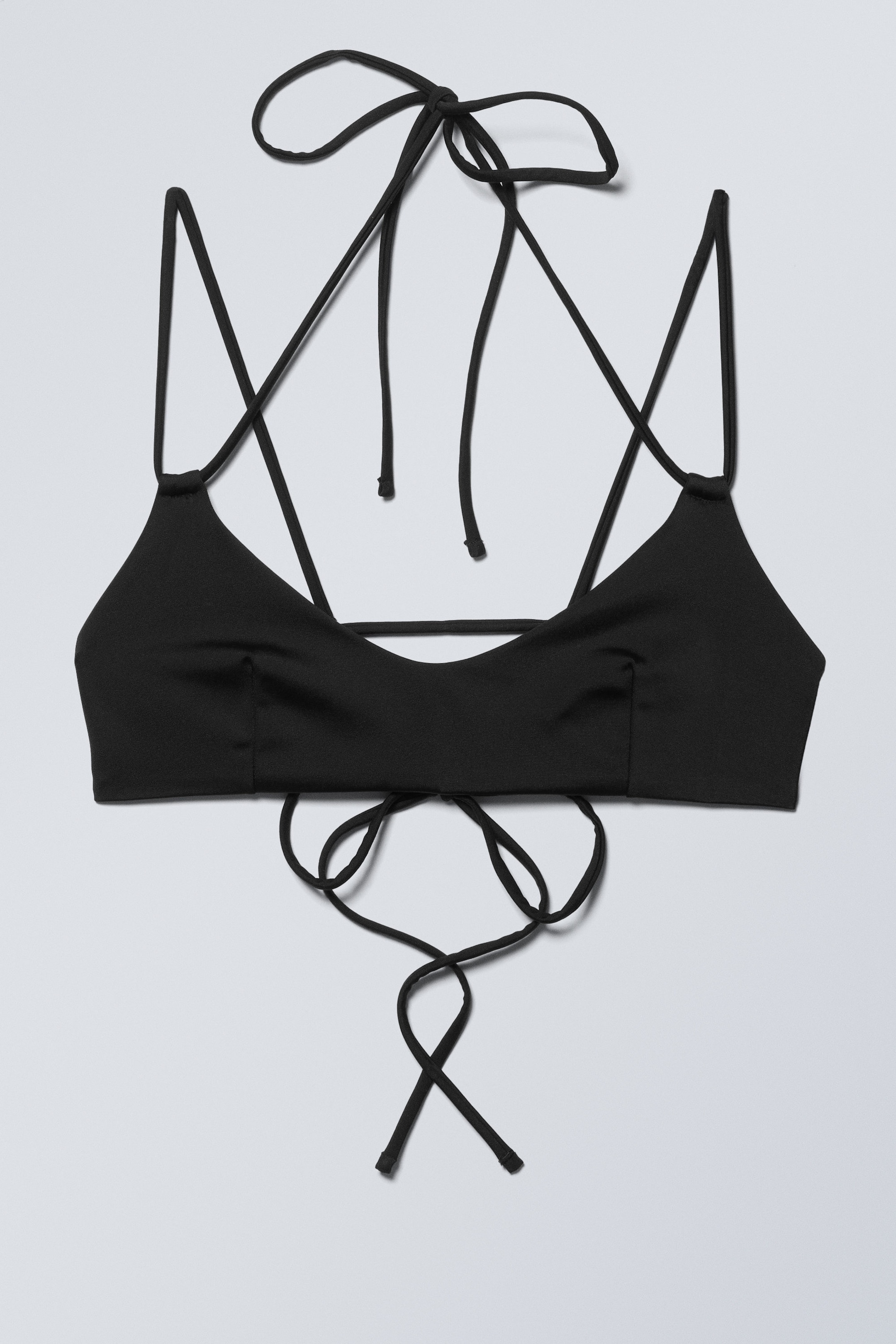 Black - Strappy Tie-Back Bikini Top - 1