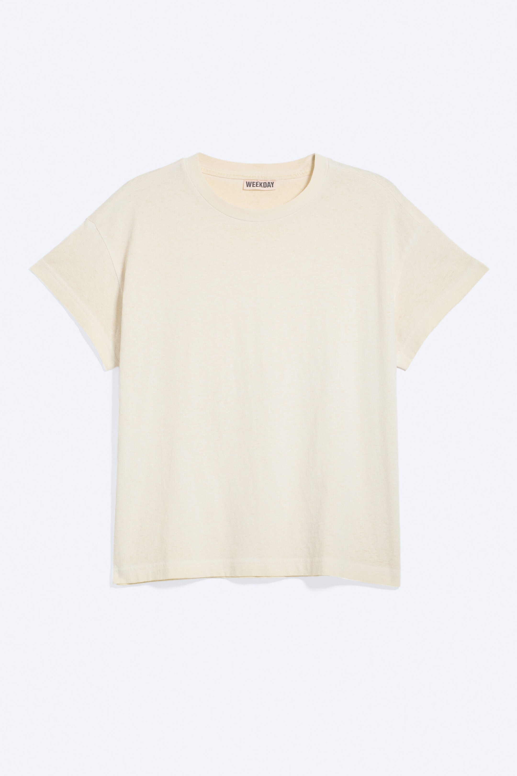 Light Dusty Beige - Cap-Sleeved Boxy Cotton T-shirt - 0