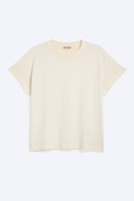 Light Dusty Beige - Cap-Sleeved Boxy Cotton T-shirt - 0