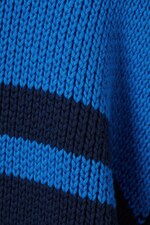 Hellblau gestreift - Locker gestrickte Zip-Strickjacke - 1