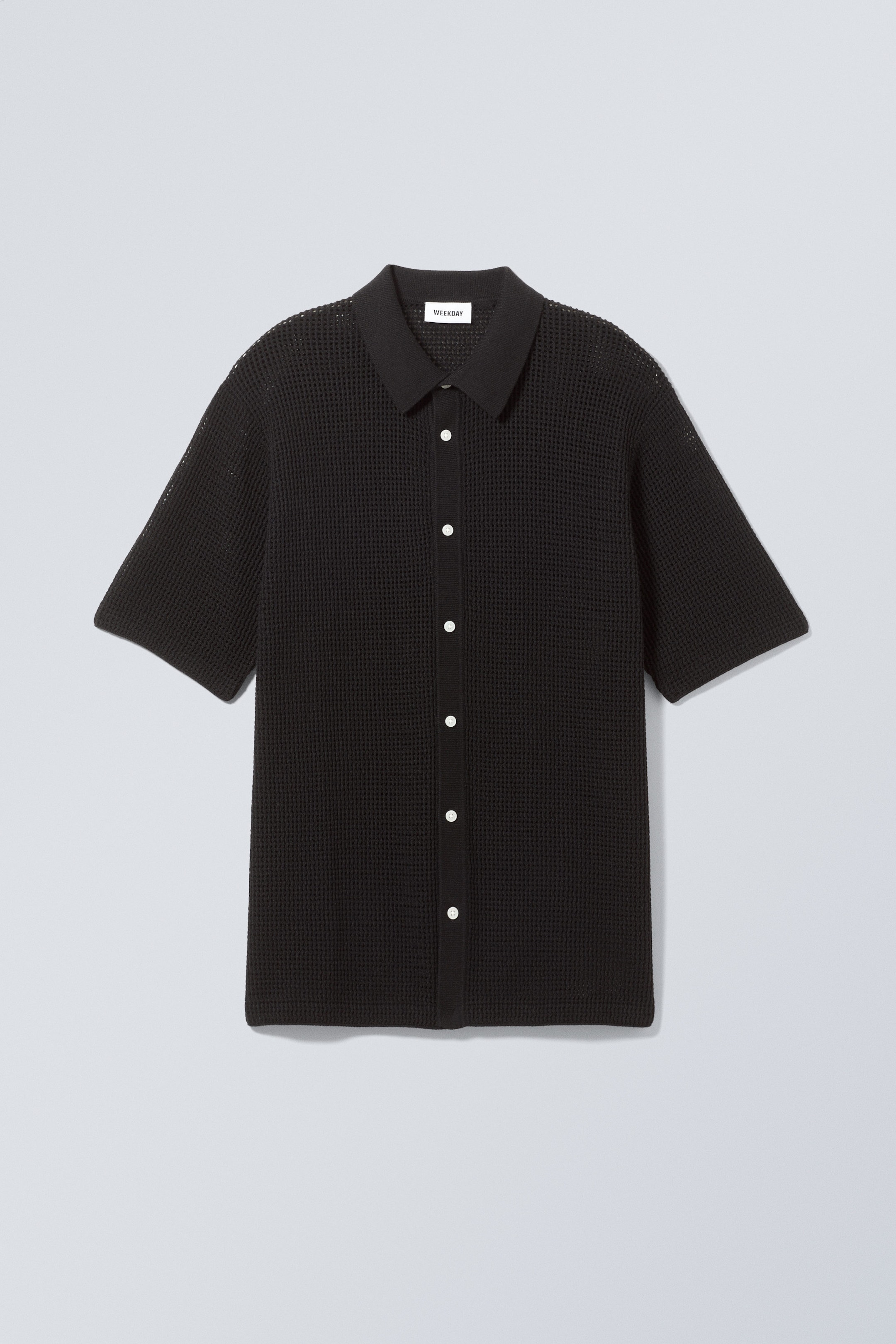 Noir - Chemise crochetée décontractée à manches courtes - 0