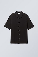 Noir - Chemise crochetée décontractée à manches courtes - 0
