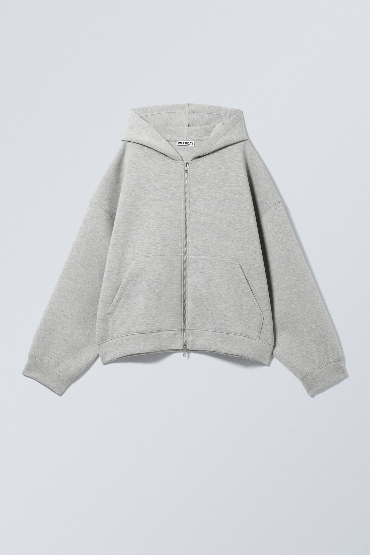 Oversized Scuba-Zip-Hoodie - Grau meliert/Dunkelgrau/Schwarz - 2