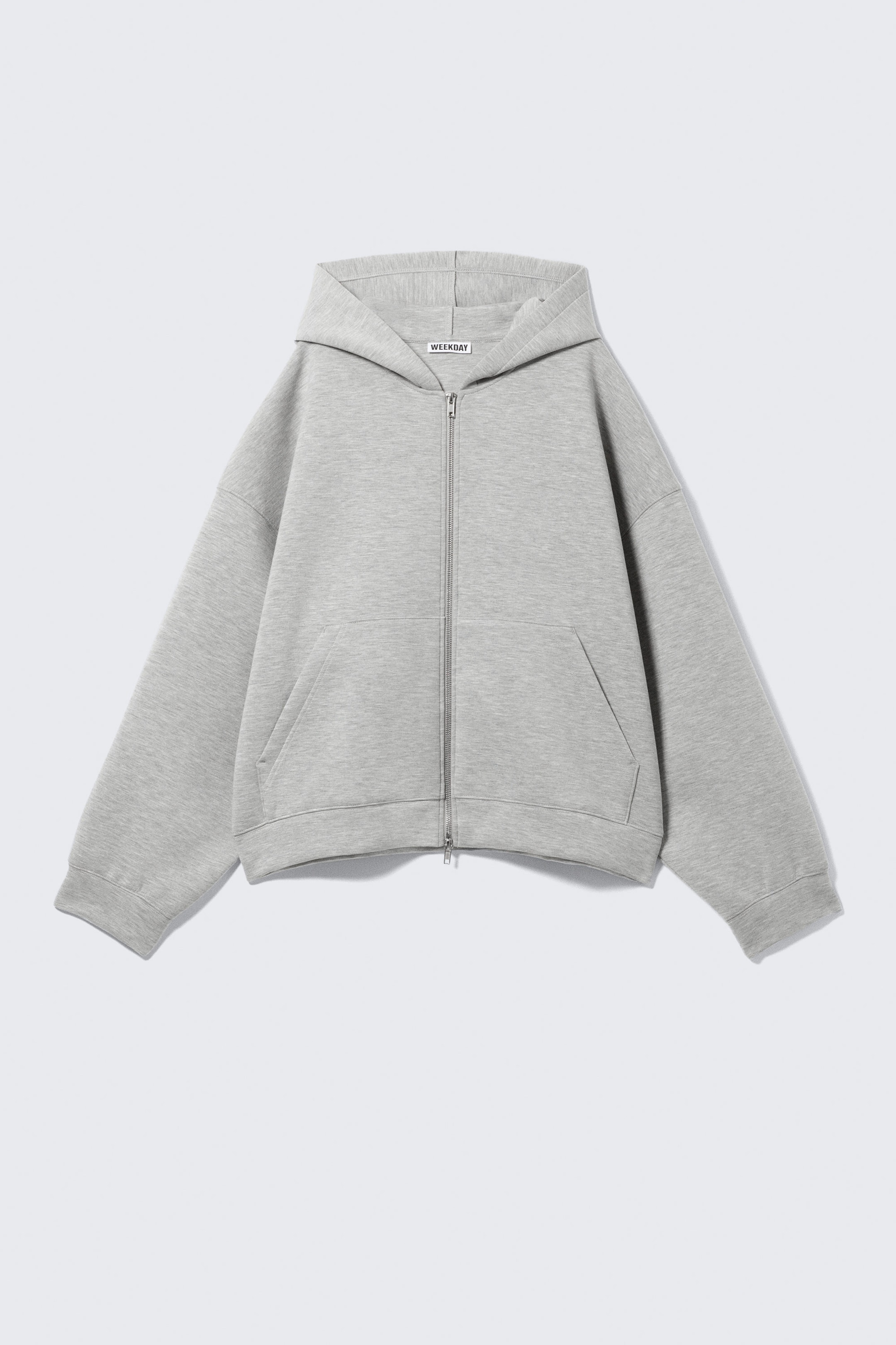 Grey Melange - Oversized Scuba Zip-Hoodie - 4