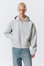 Light Grey Melange - Simon Scuba Zip Hoodie - 0