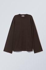 Dark Brown - Oversized Long Sleeve T-shirt - 0