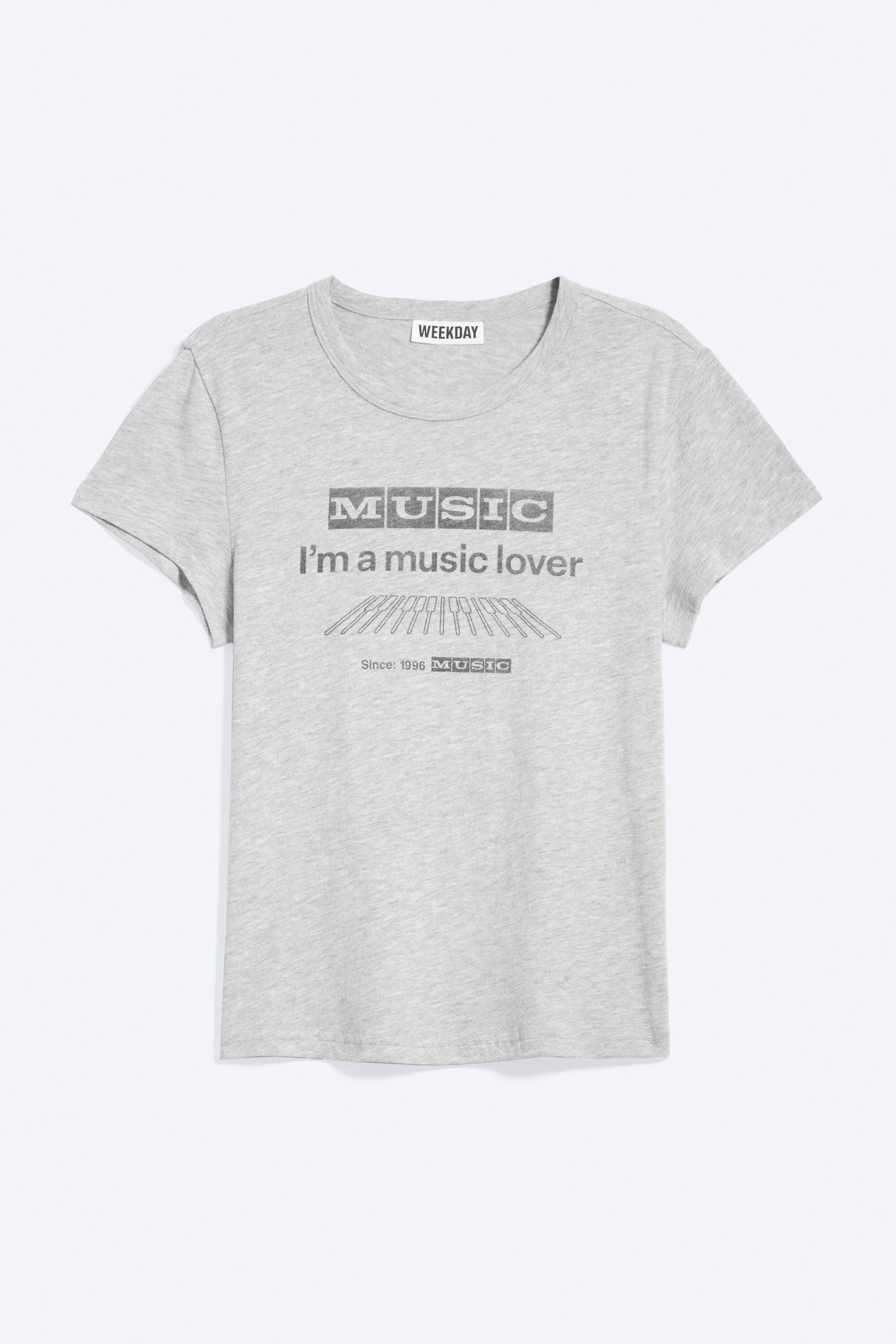 Grey Melange - T-shirt carré imprimé à manches courtes - 0