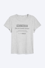 Grey Melange - T-shirt carré imprimé à manches courtes - 0