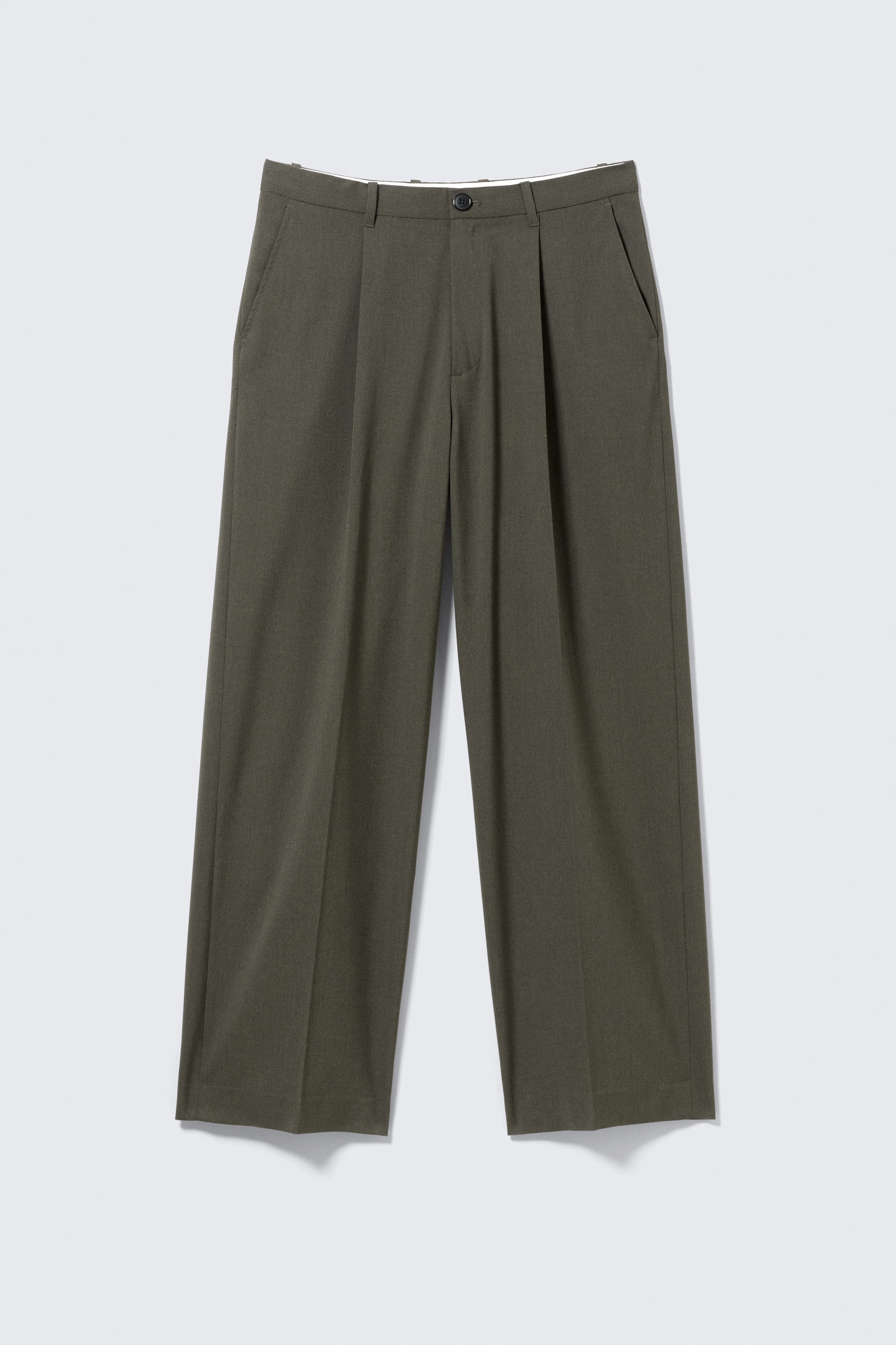 Dark Green Melange - Uno Loose Suit Trousers - 0