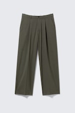 Dark Green Melange - Uno Loose Suit Trousers - 0