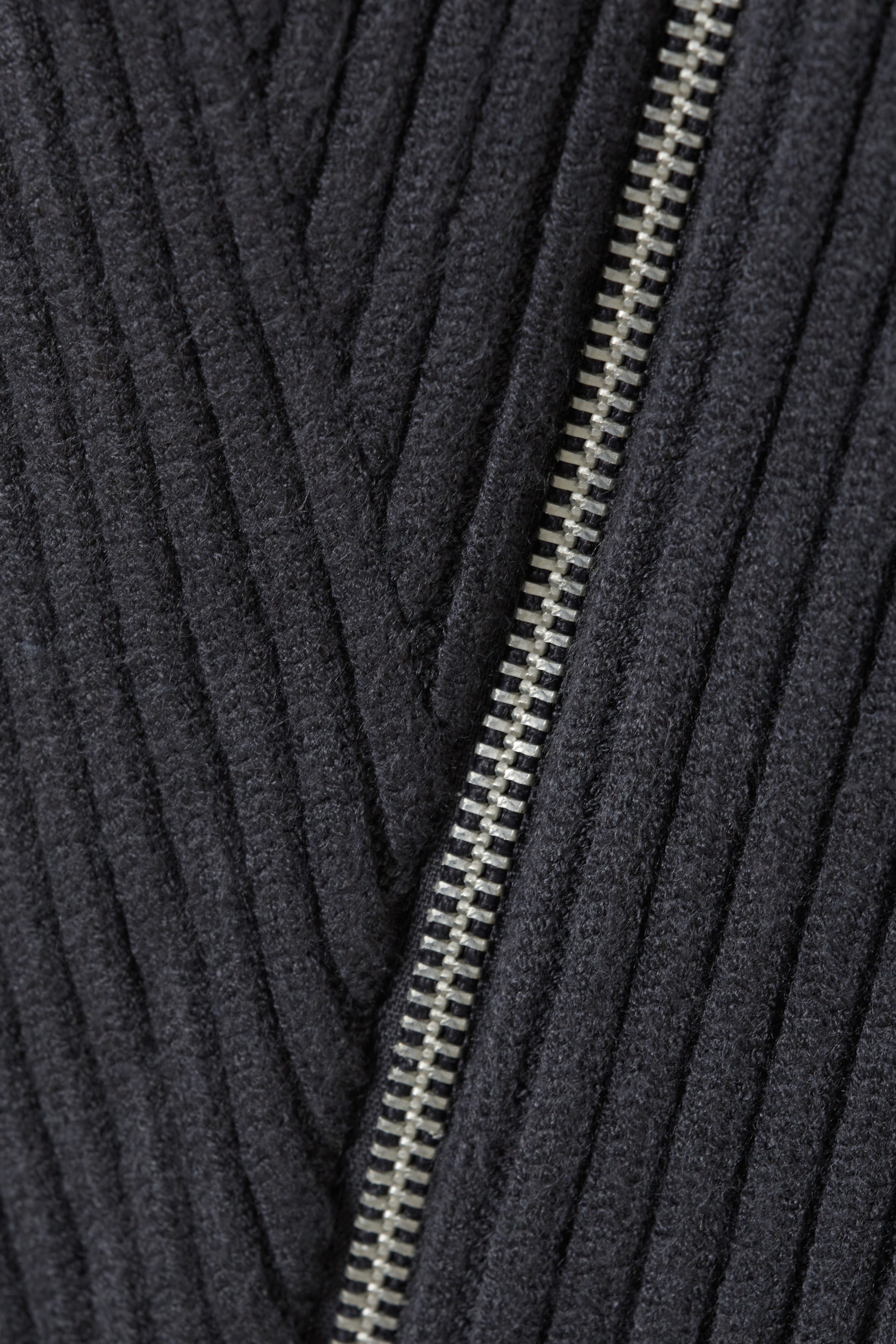 Dark Grey - Slim Knitted Zip Cardigan - 1