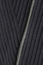 Dark Grey - Slim Knitted Zip Cardigan - 1