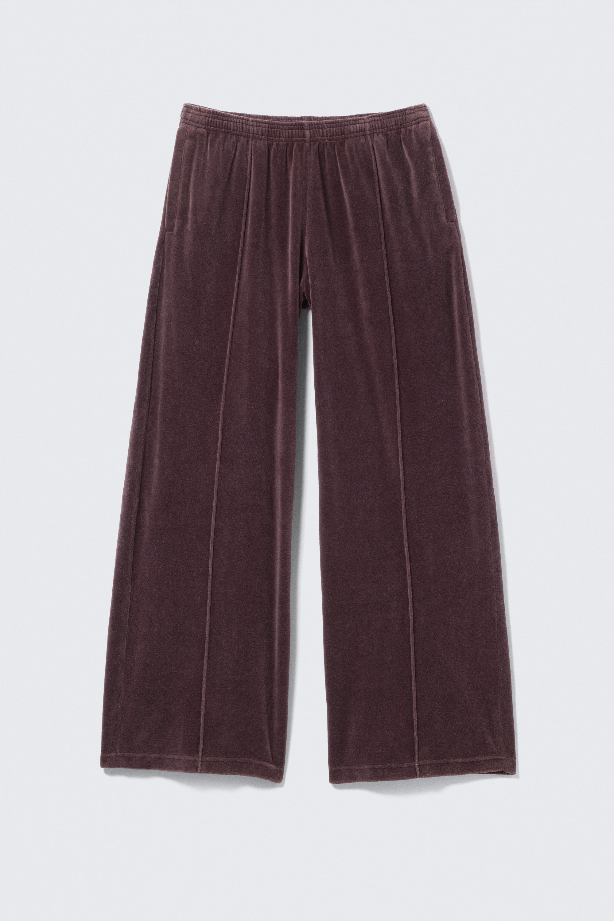 Loose Washed Velvet Track Trousers - Πλυμένο Σκούρο Μωβ