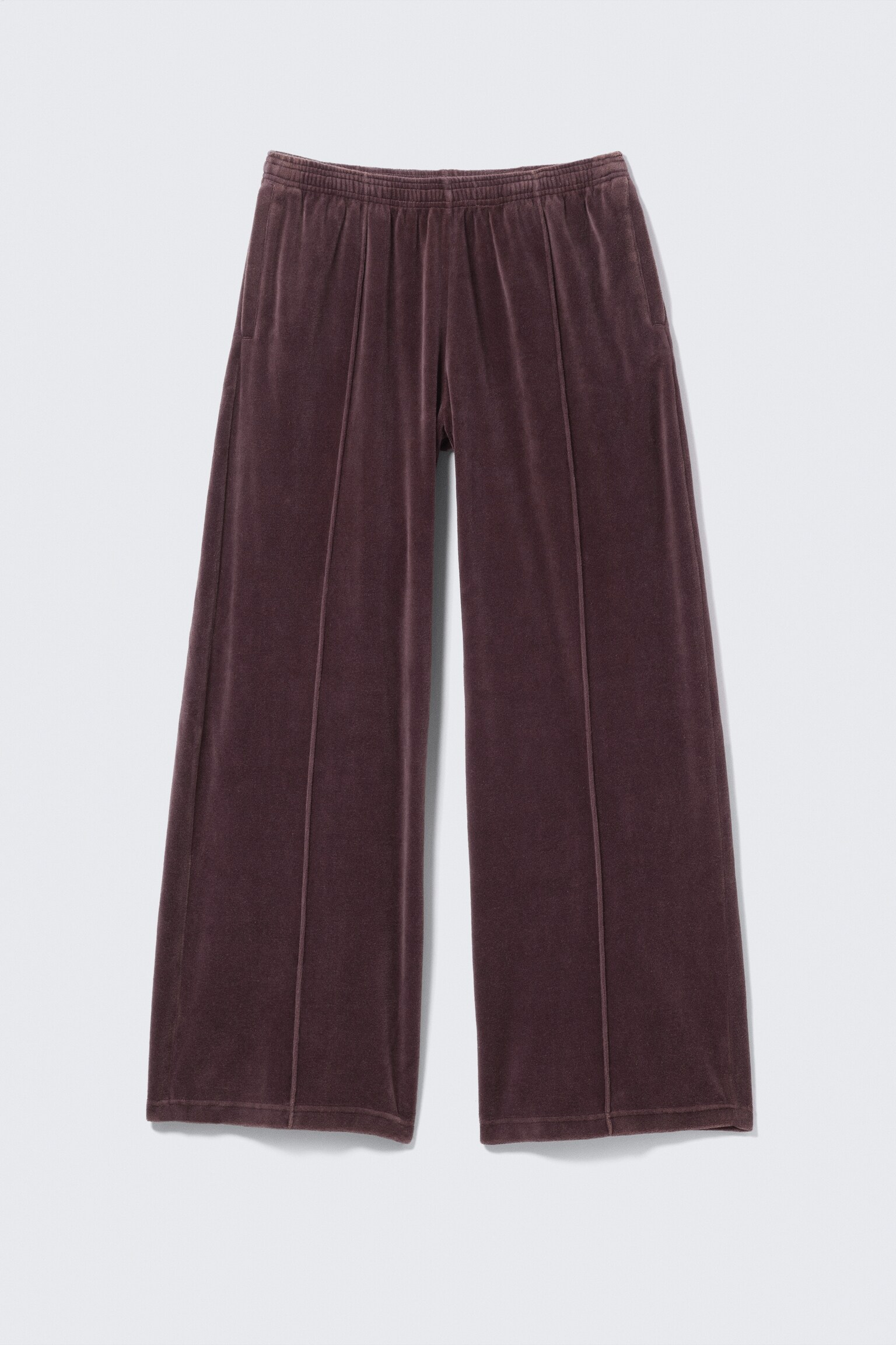 Loose Washed Velvet Track Trousers - Washed Dark Purple - 2