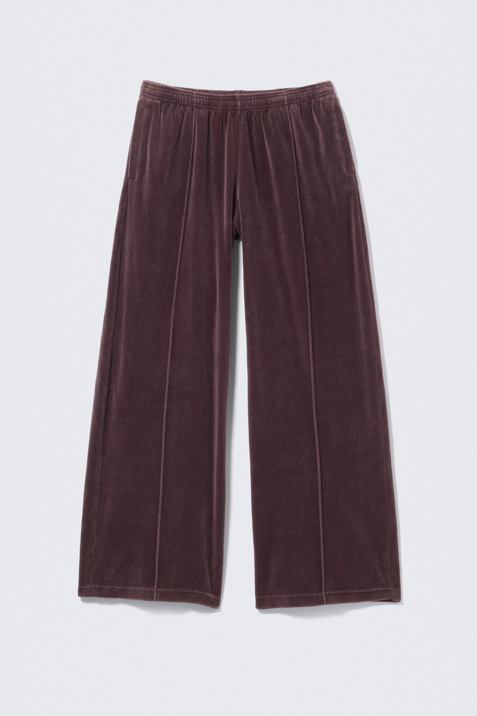 Loose Washed Velvet Track Trousers - Washed Dark Purple - 2
