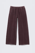 Washed Dark Purple - Loose Washed Velvet Track Trousers - 3