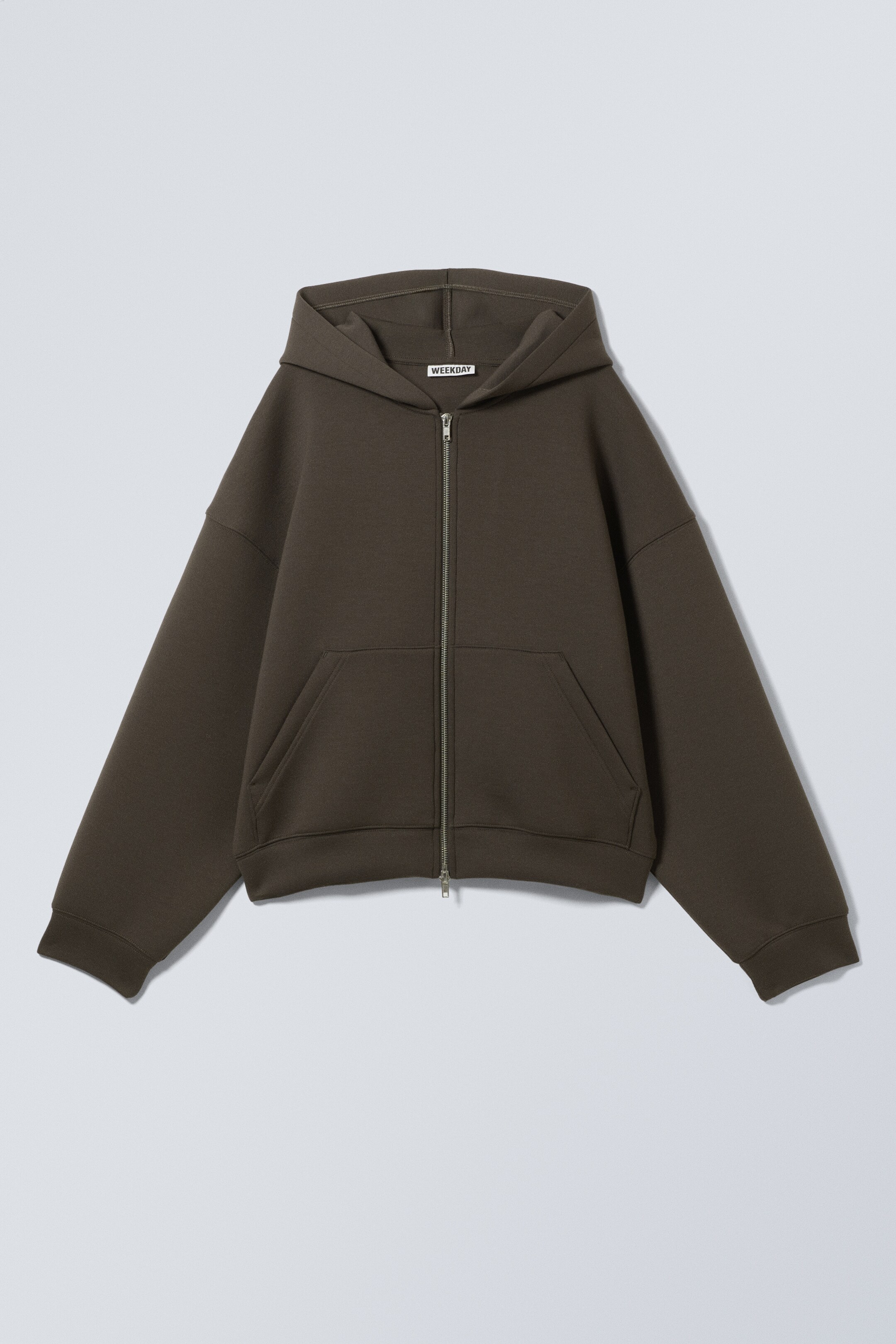 Преглед на по-голямо изображение: Oversized Scuba Zip-Hoodie - Dark Brown - ЖЕНИ | H&M BG 4