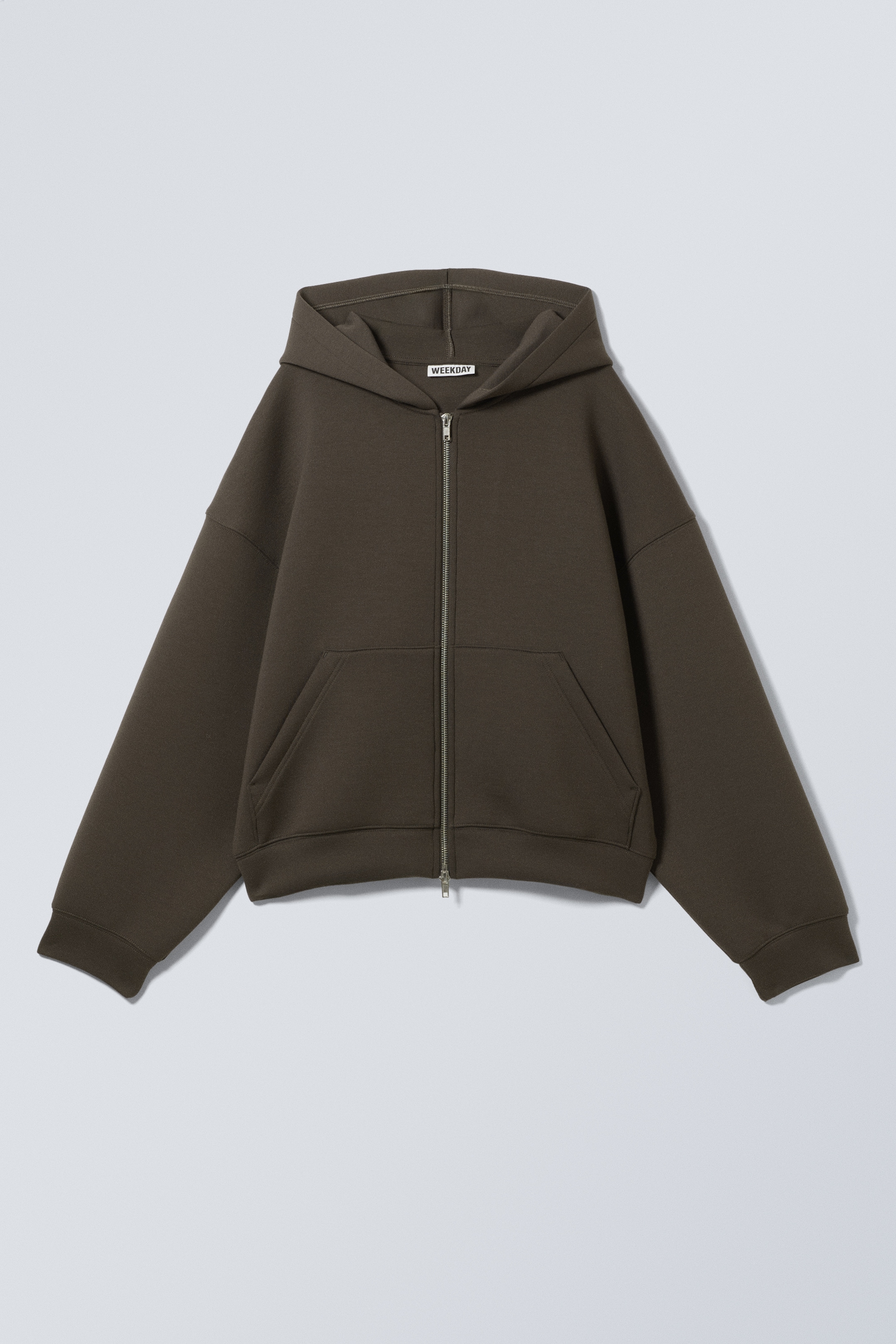 Agrandir l'image: Sweat à capuche zippé oversize en scuba - Marron foncé - FEMME | H&M FR 4